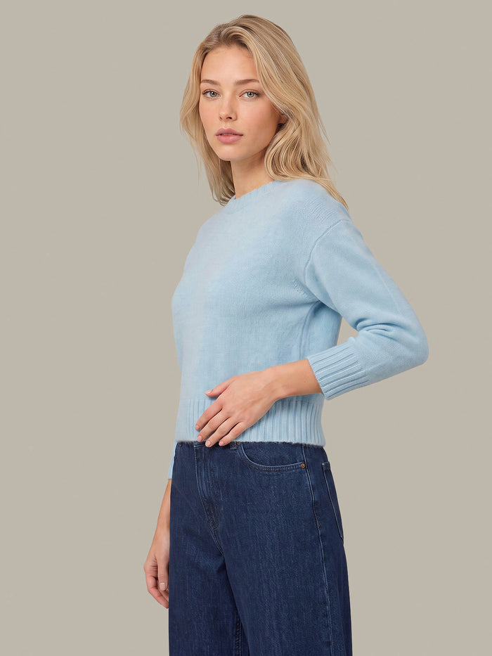 525 America Ellis 3/4 Sleeve Cashmere Pullover in Winter Sky