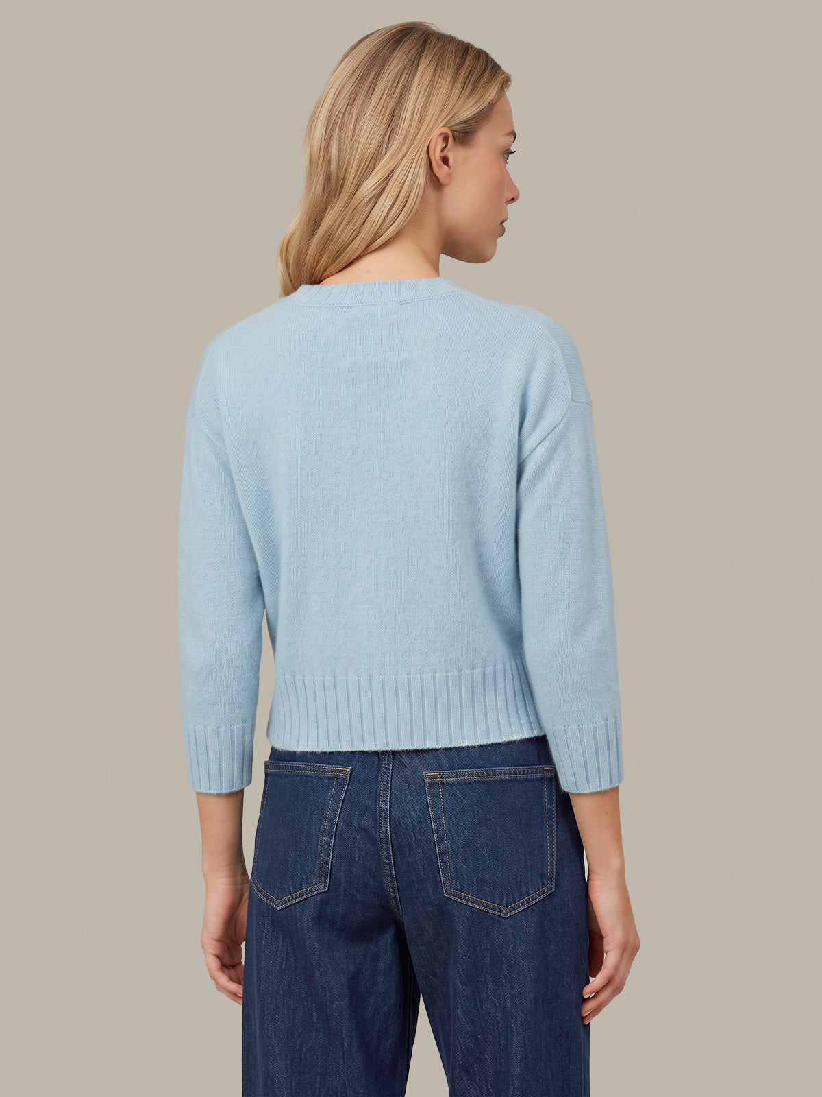 525 America Ellis 3/4 Sleeve Cashmere Pullover in Winter Sky