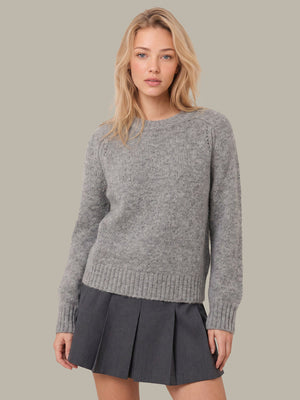 525 America Constance Relaxed Crew with Placed Pointelle in Grey Heather Combo