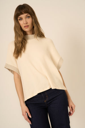 Project Social T Everly Mixed Rib Top in Eggnog