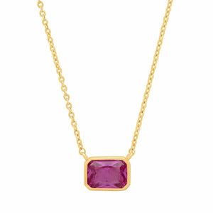 Tai Jewelry East West Gemstone Bezel Necklace