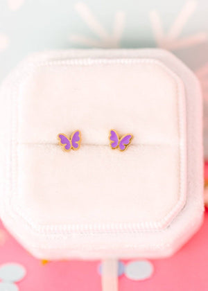 Pierced Co Tiny Purple Butterfly Studs