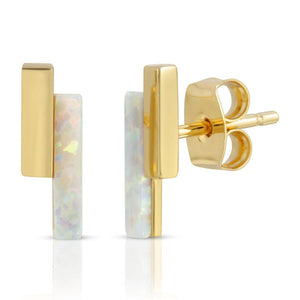 Elizabeth Stone Mod Bar Studs in Opal