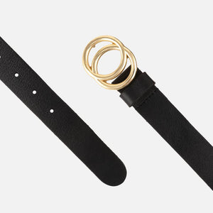 Amsterdam Heritage Caia Double Ring Gold Buckle Belt in Black