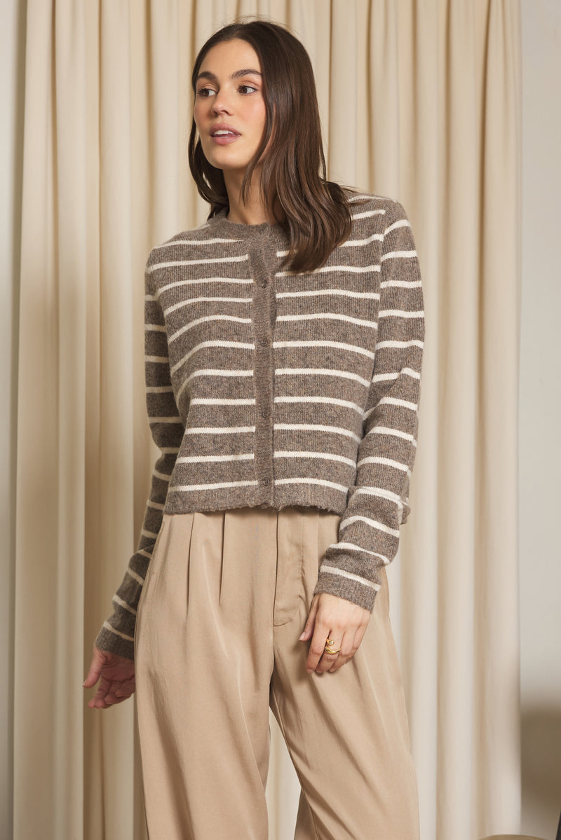 Stitches + Stripes Silverton Cardigan in Walnut Combo