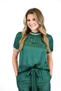 Victoria Dunn Daphne Blouse in Emerald