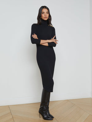 L'Agence Violetta 3/4 Sleeve Dress in Black