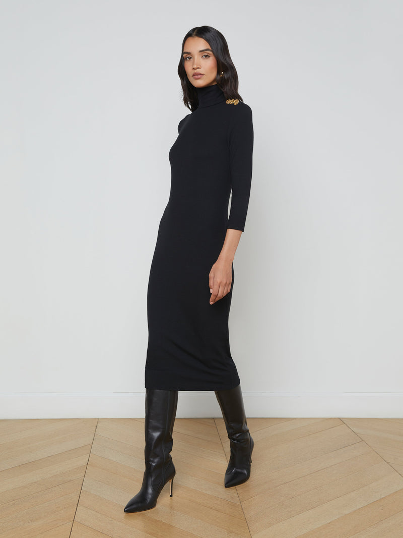 L'Agence Violetta 3/4 Sleeve Dress in Black