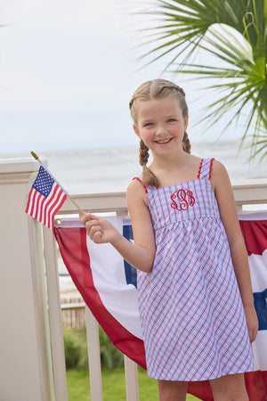 Little English Evie Dress in Patriotic Plaid