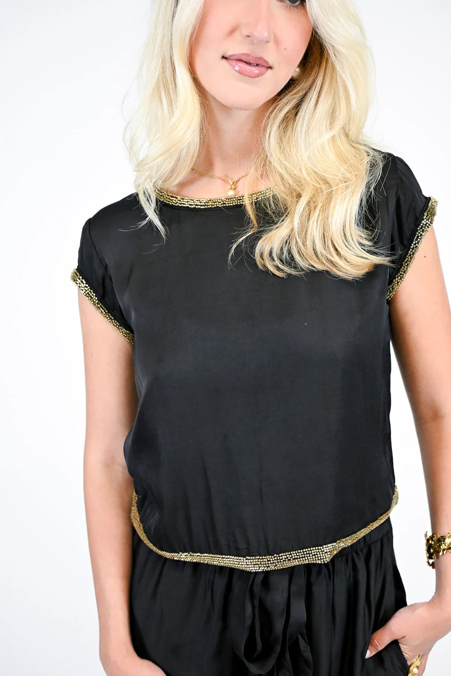 Victoria Dunn Daphne Blouse in Holiday Noir