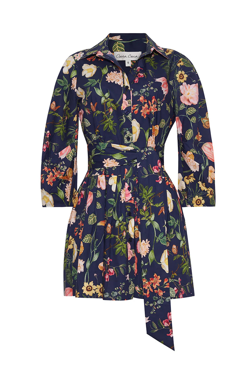 Cara Cara Raya Mini Dress in Stems Evening Blue
