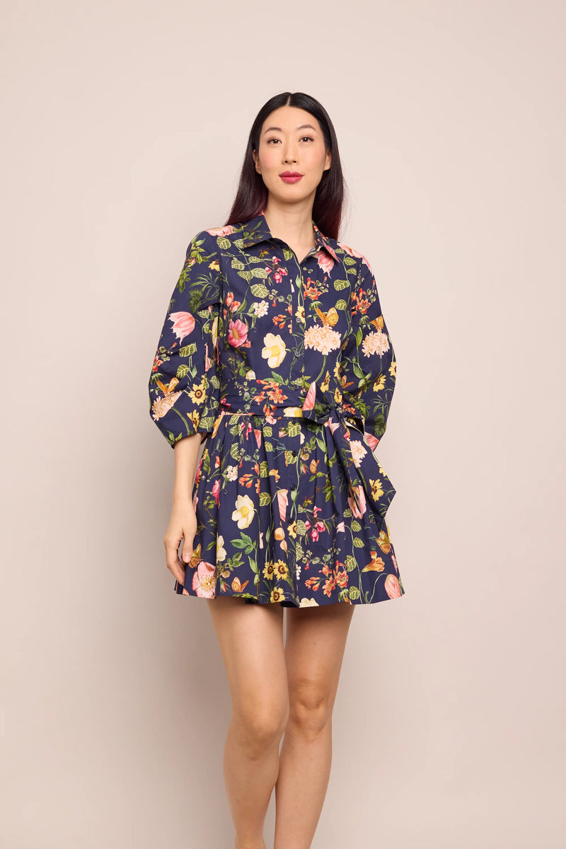 Cara Cara Raya Mini Dress in Stems Evening Blue