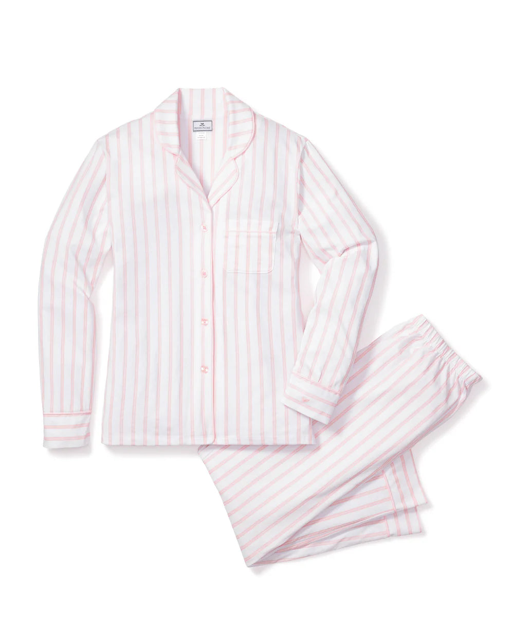 Petite Plume Women's Luxe Pima Pajama Set in Pink Stripe