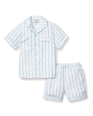 Petite Plume Children's Twill Short Set in Periwinkle Stripe