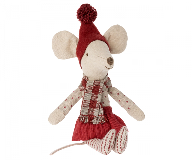 Maileg Big Sister Christmas Mouse in Small Holly Suitcase