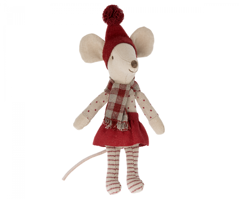 Maileg Big Sister Christmas Mouse in Small Holly Suitcase