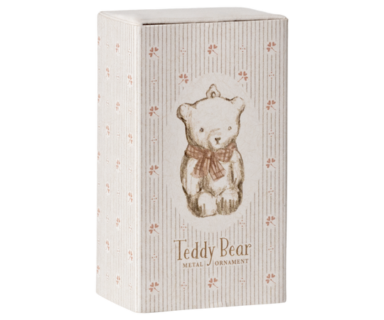 Maileg Metal Teddy Bear Ornament in Off-White/Rose