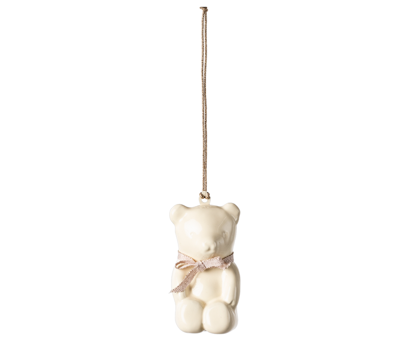 Maileg Metal Teddy Bear Ornament in Off-White/Rose