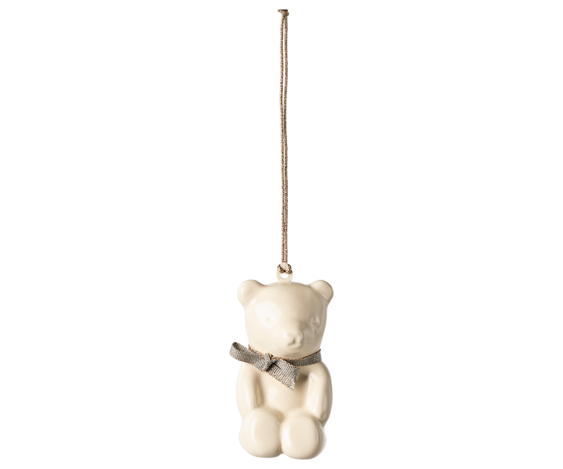 Maileg Metal Teddy Bear Ornament in Off-White/Blue