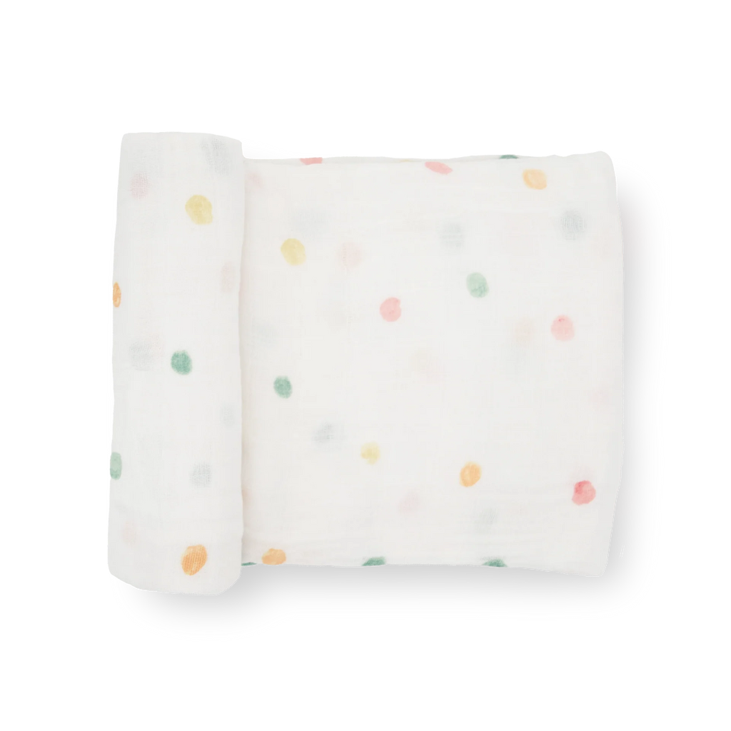 Little Unicorn Cotton Muslin Swaddle in Party Dots