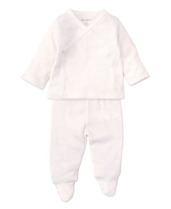 Kissy Kissy Pointelle Cross Tee & Pant Set in White