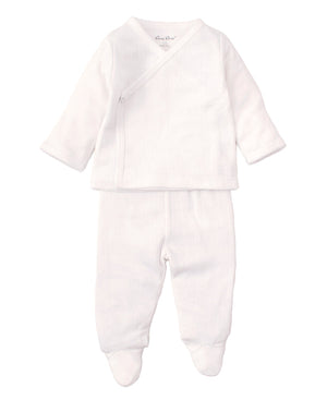 Kissy Kissy Pointelle Cross Tee & Pant Set in White