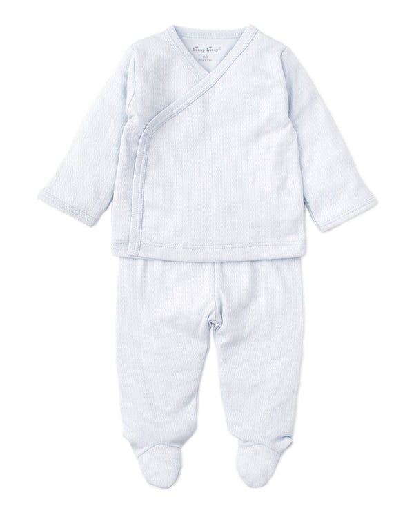 Kissy Kissy Pointelle Cross Tee & Pant Set in Light Blue