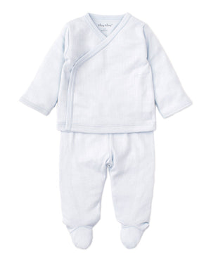 Kissy Kissy Pointelle Cross Tee & Pant Set in Light Blue