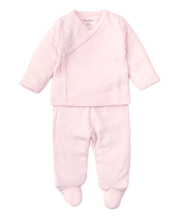 Kissy Kissy Pointelle Cross Tee & Pant Set in Light Pink