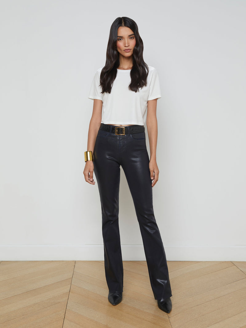 L'Agence Ruth High Rise Straight Leg Coated Jean in Metro