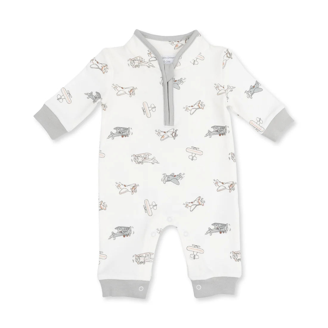 Angel Dear Zip Neck Romper in Vintage Airplane Pilots