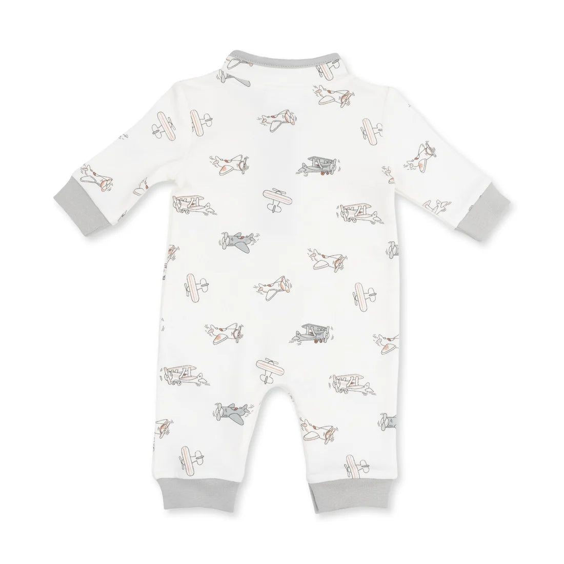 Angel Dear Zip Neck Romper in Vintage Airplane Pilots