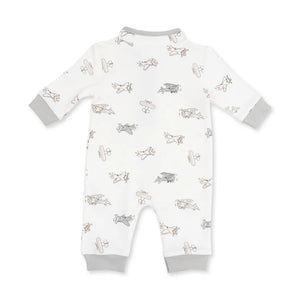 Angel Dear Zip Neck Romper in Vintage Airplane Pilots
