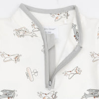 Angel Dear Zip Neck Romper in Vintage Airplane Pilots