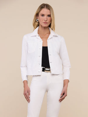 L'Agence Janelle Slim Raw Jacket in Blanc