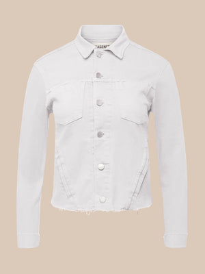 L'Agence Janelle Slim Raw Jacket in Blanc
