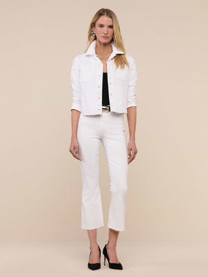 L'Agence Janelle Slim Raw Jacket in Blanc