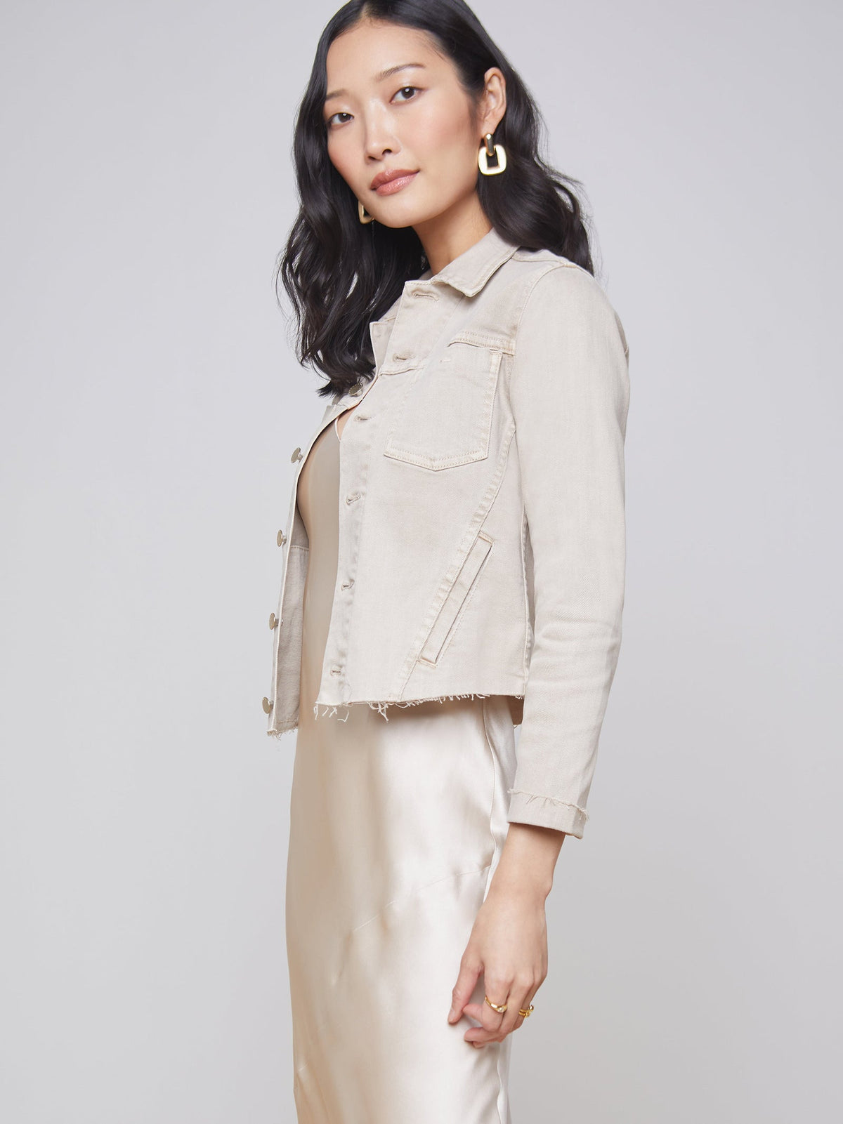 L'Agence Janelle Slim Raw Jacket Biscuit