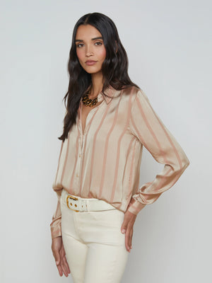 L'Agence Laurent Blouse in Champagne Multi Stripe