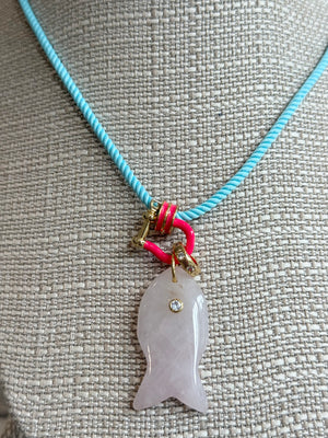 Forever Blythe Gemstone Single Fish Pendant Necklace - Assorted