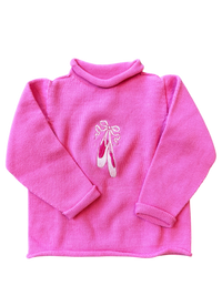 A Soft Idea Ballet Slippers Roll Neck Sweater in Hot Pink