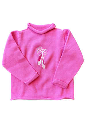 A Soft Idea Ballet Slippers Roll Neck Sweater in Hot Pink