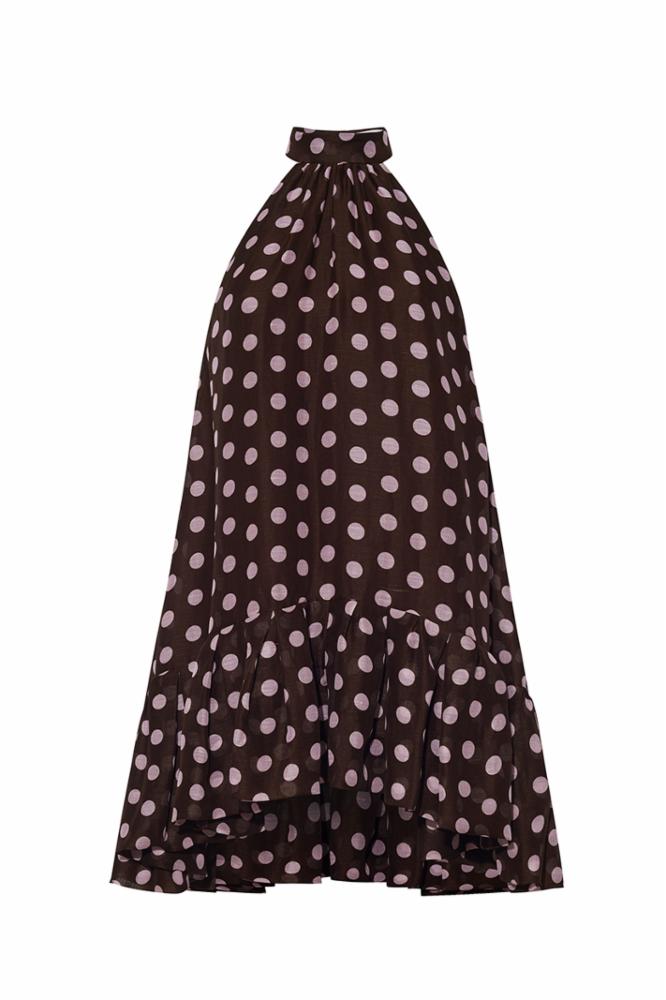 Cara Cara Arca Mini Dress in Joelle Dot Brown