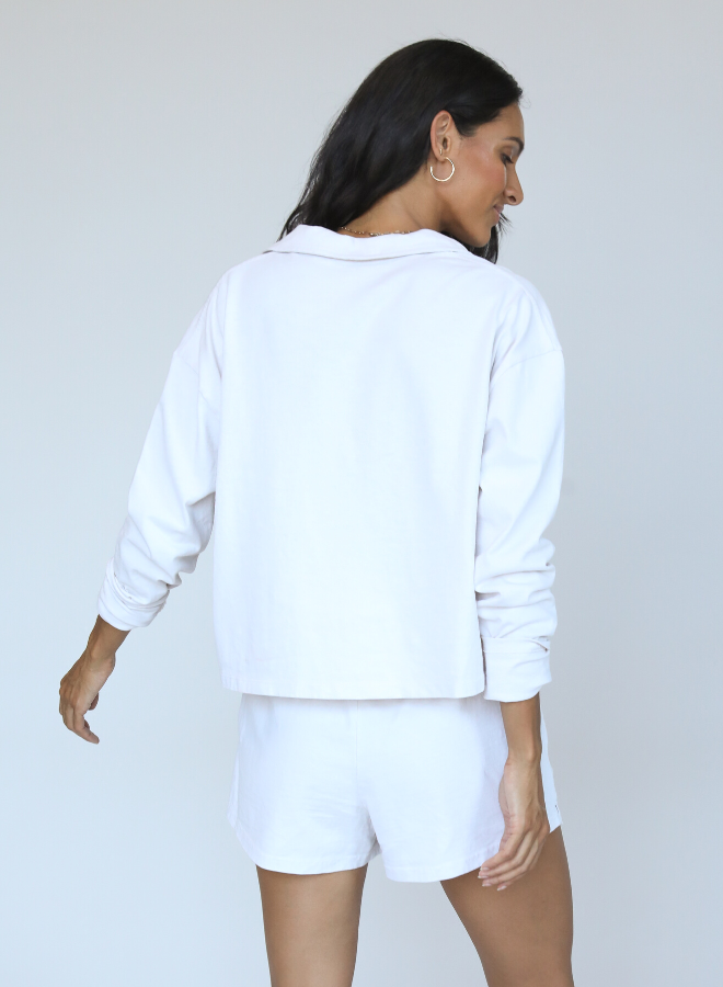 perfectwhitetee Alison Tennessee Jersey Collared Shirt in White