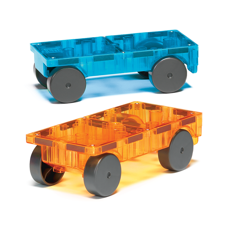 Magna-Tiles Cars 2-Piece Expansion Set:  Blue & Orange