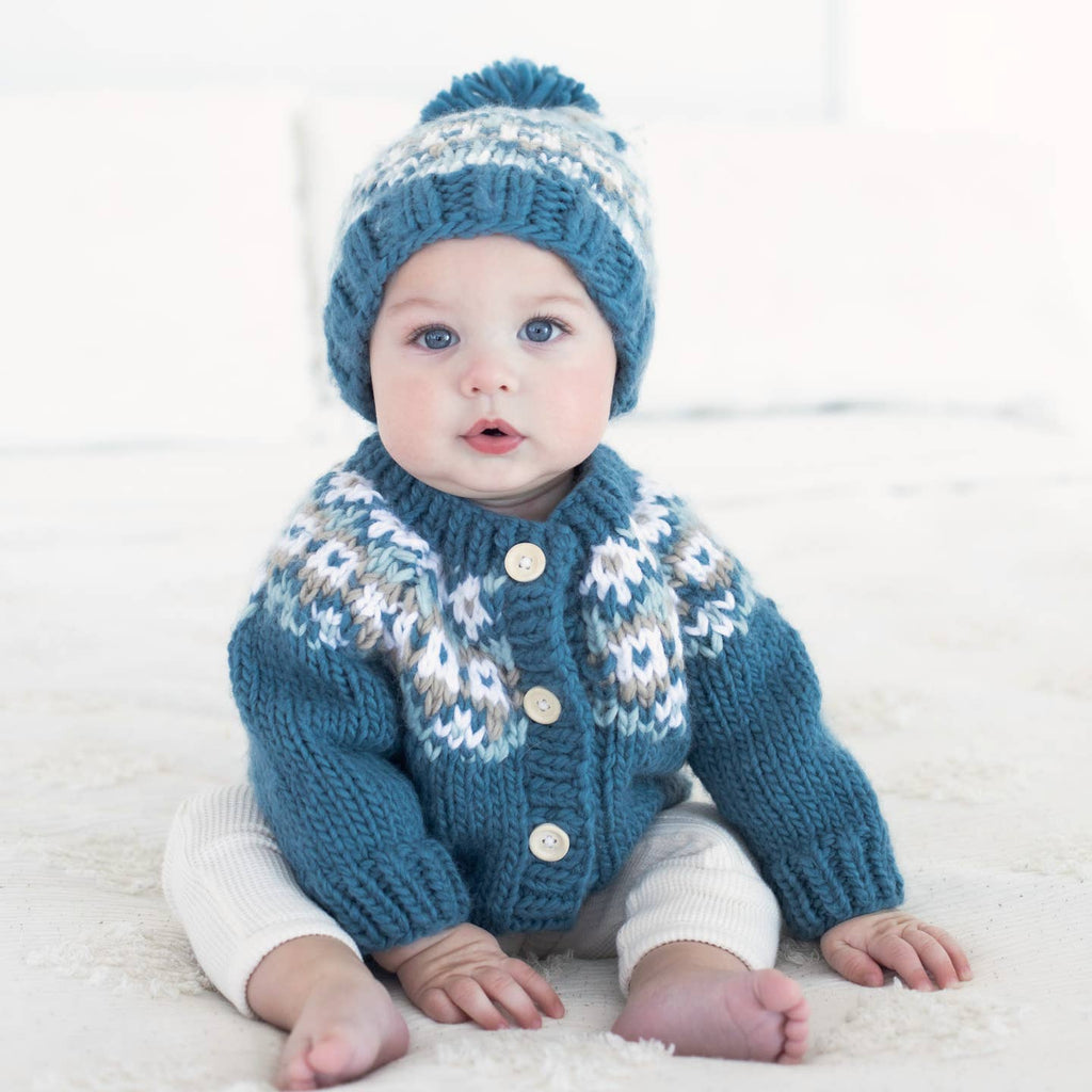 Huggalugs Cardigan in Blue Fairisle