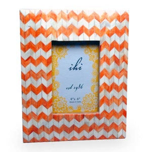 India Handicrafts Inc 4x6 Orange Zig Zag Bone Frame