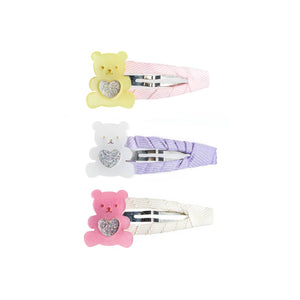 Lilies & Roses Heart Bears Pastel Colors Snap Clips