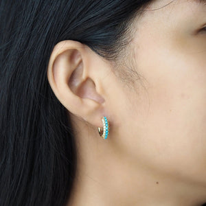 Tai Jewelry - Huggies with Bead and CZ Accents in Turquoise