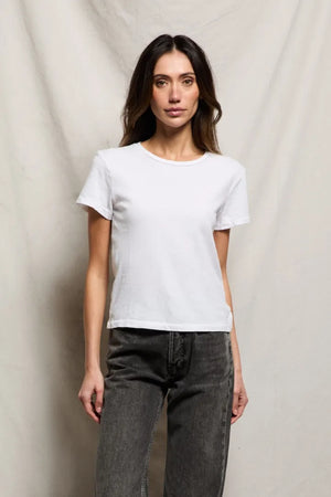 perfectwhitetee Recycled Cotton Lisa Slim Crew Tee in White